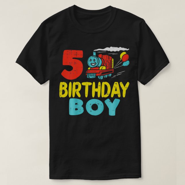 Camiseta Niños 5 Aniversario Niño Tren Cute Niños 5 Cumplea (Diseño del anverso)