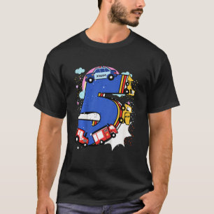 Camiseta Niños 5 Años De Cumpleaños 5 Con Camión De Fuego Y