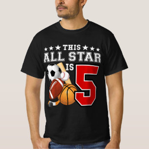 Camiseta Niños 5 años de edad Estrella del Deporte Fiesta d
