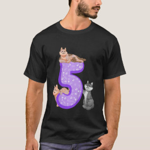 Camiseta Niños 5 Años Gato de Puple Gato Temático Gato Paws