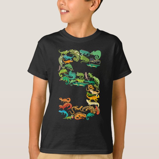 Camiseta Niños 5 años Reptiles Lizards Tema 5 años (Anverso)