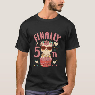 Camiseta Niños 5 Chicas de cumpleaños cortan ropa de gato 5