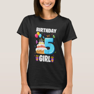 Camiseta Niños 5 Chicas de cumpleaños mariposas 5 años Chic