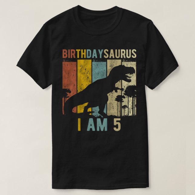 Camiseta Niños 5 cumpleaños Dinosaurio T Rex 5 años (Diseño del anverso)