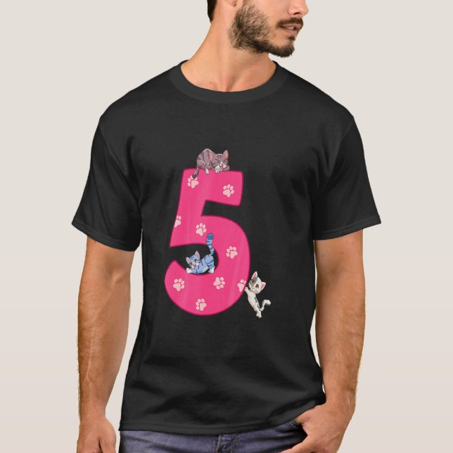 Camiseta Niños 5 horas Fiesta de Cumpleaños Gato Kitten B d (Anverso)