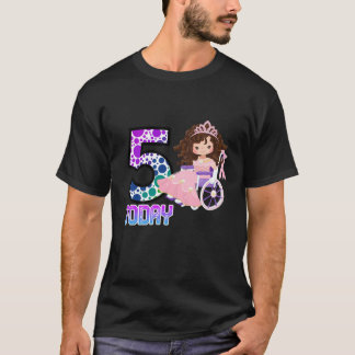 Camiseta Niños 5 Hoy Cumpleaños 5 Princesa Cuta Discapacita