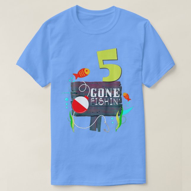 Camiseta Niños 5 Pescadores de cumpleaños se fueron de rega (Diseño del anverso)