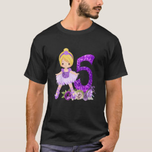 Camiseta Niños 5 Quinto Ballet Dorado Cumpleaños 5 Años