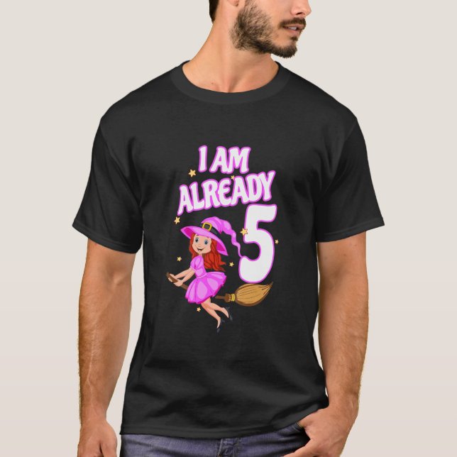 Camiseta Niños 5 Regalo Chica De Cumpleaños - Ya Soy 5 Bruj (Anverso)