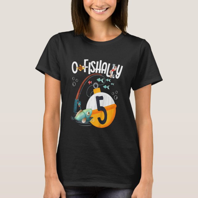 Camiseta Niños 5 Tema De La Pesca De Cumpleaños Para Niños  (Anverso)