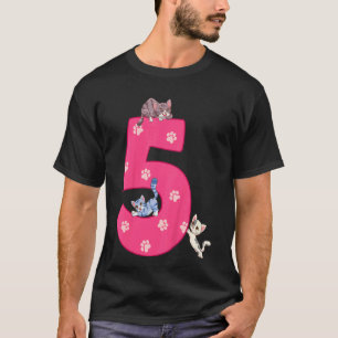 Camiseta Niños 5to Cumpleaños Gato Celebrante 5 Años Gatito