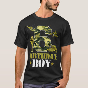 Camiseta Niños 6º cumpleaños Militares Temáticos Niños Camo