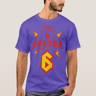 Camiseta Niños 6º cumpleaños Niños Rockstar Rock Música de