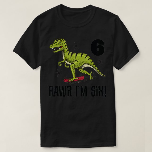 Camiseta Niños 6 Aniversario del Patinaje de Dinosaurios (Diseño del anverso)