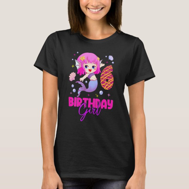 Camiseta Niños 6 cumpleaños Chica sirena cumpleaños 6 años  (Anverso)