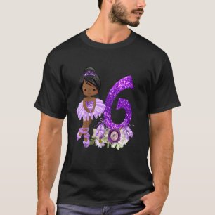 Camiseta Niños 6 cumpleaños de bailarina de ballet afroamer