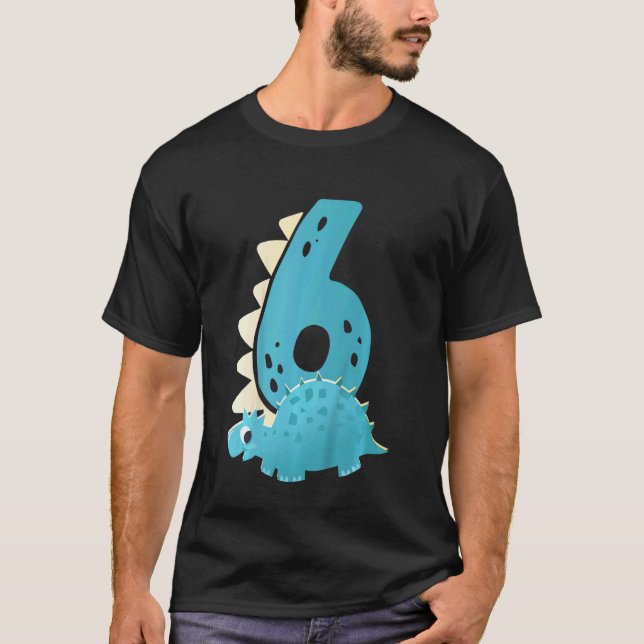 Camiseta Niños 6 cumpleaños Dinosaurio Pérsico Temática Bir (Anverso)