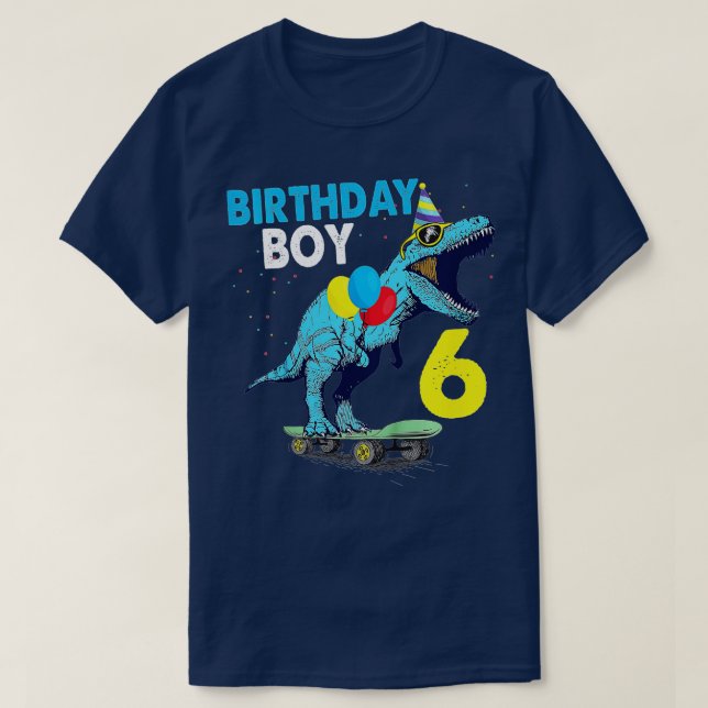 Camiseta Niños 6 cumpleaños Dinosaurio T Rex por 6 años (Diseño del anverso)
