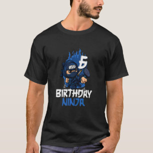 Camiseta Niños 6 cumpleaños, Ninja Bday Fiesta 6 años Shu