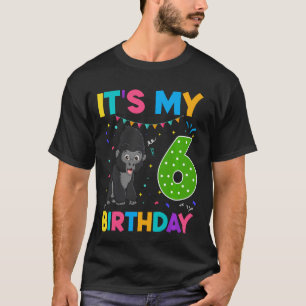 Camiseta Niños 6 Gorilla de cumpleaños niños 6 años Chicas