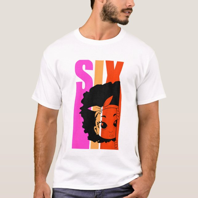 Camiseta Niños 6 Hoy Reina Chica Negra Retro 6 Cabello Afro (Anverso)