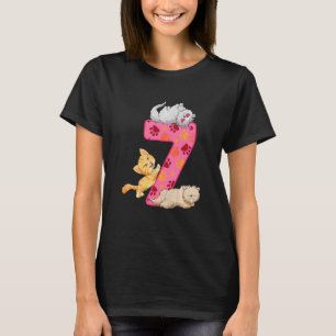 Camiseta Niños 7º cumpleaños gatitos globos de gato Paw tem