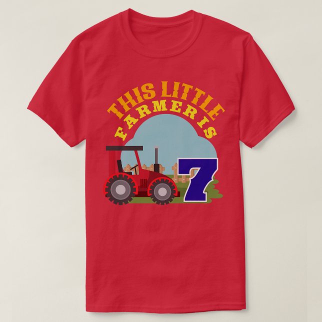 Camiseta Niños 7 Años Este Pequeño Agricultor Es 7 Granjas  (Diseño del anverso)