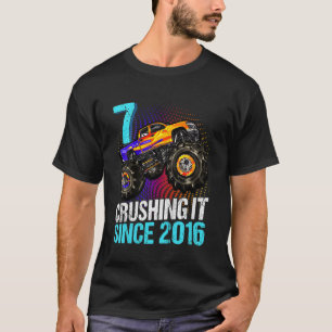 Camiseta Niños 7 aplastándolo desde 2016 Monster Truck 7th 