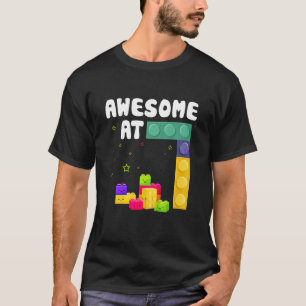 Camiseta Niños 7 bloques de construcción de cumpleaños ladr