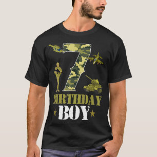 Camiseta Niños 7 cumpleaños militares temática Camo Boys 7