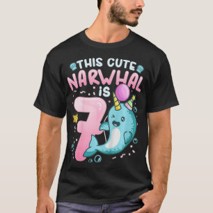 Camiseta Niños 7 cumpleaños Narwhal 7 Fiesta de cumpleaños