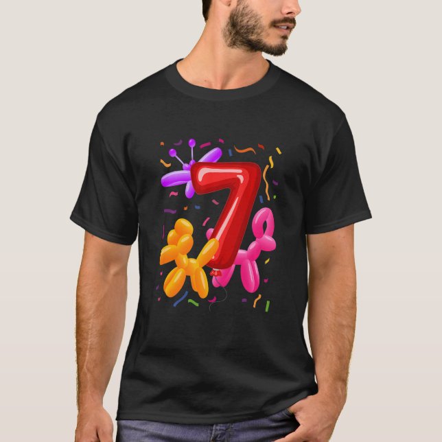 Camiseta Niños 7 Globos de cumpleaños Globos de animales Gl (Anverso)