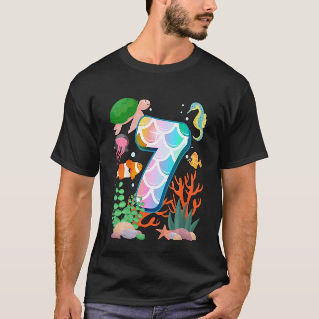 Camiseta Niños 7 Pescado Cumpleaños Tetra Acuario Subacuáti (Anverso)