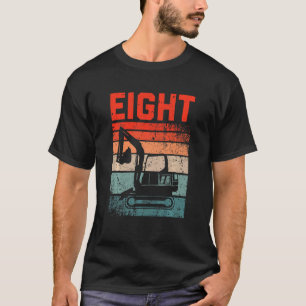 Camiseta Niños 8º Cumpleaños Retro Excavador Construcción V