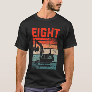 Camiseta Niños 8º Cumpleaños Retro Excavador Construcción V