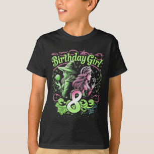 Camiseta Niños 8 Aniversario Bruja Rosa Y Verde De 8 Años