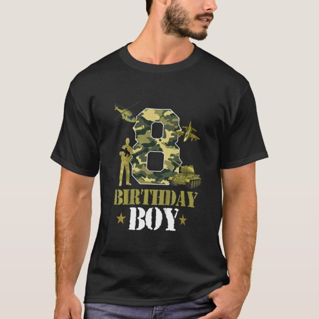 Camiseta Niños 8 años de edad Militares Niños de Camo con t (Anverso)