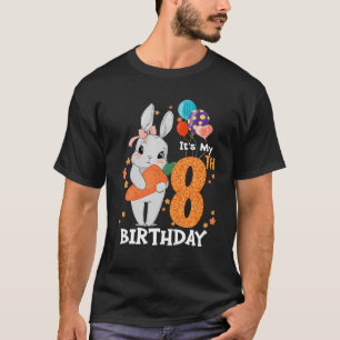 Camiseta Niños 8 Conejo de Cumpleaños Chica Tee de Niños de