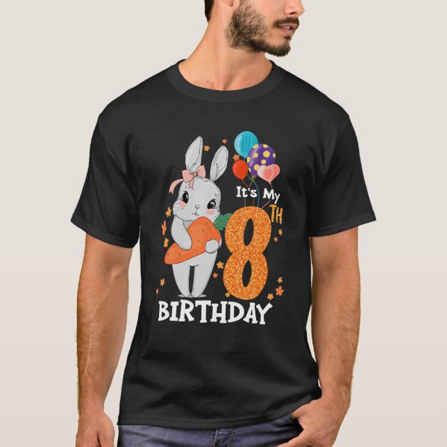 Camiseta Niños 8 Conejo de Cumpleaños Chica Tee de Niños de (Anverso)