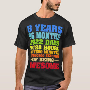 Camiseta Niños 8 cumpleaños 8 años Retro de cosecha 96 mon
