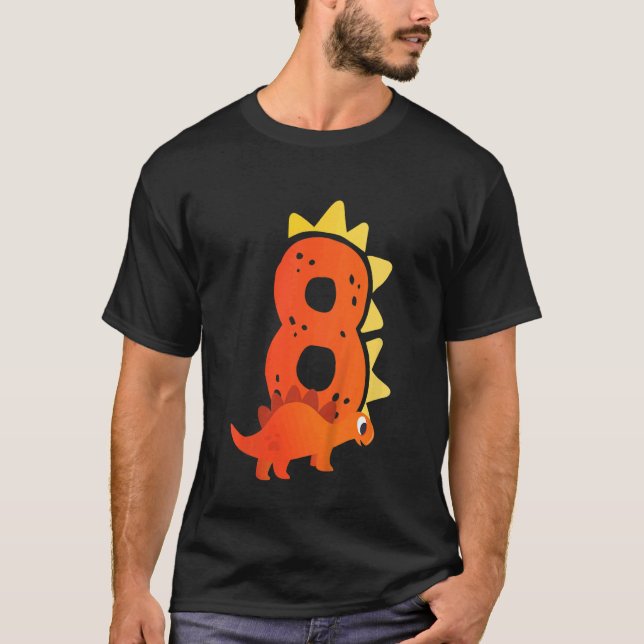 Camiseta Niños 8 cumpleaños Dinosaurio pre tema histórico B (Anverso)