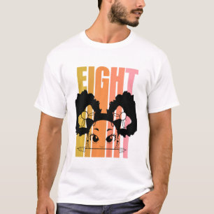 Camiseta Niños 8 cumpleaños lindo Chica negro afro puffs Si