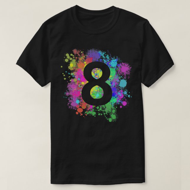 Camiseta Niños 8 Pinta de Cumpleaños Esplausos Splatter Col (Diseño del anverso)