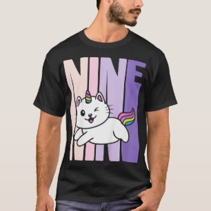 Camiseta Niños 9 años de edad Caticorn Cat Unicornio Cumple