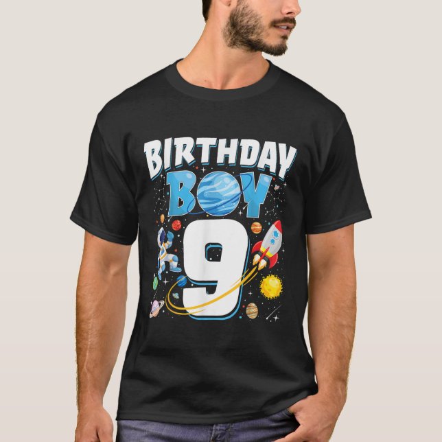 Camiseta Niños 9 Años Planetas Espaciales Astronautas Nueve (Anverso)