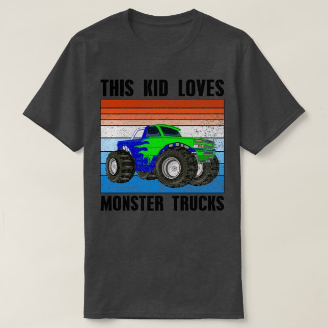 Camiseta Niños A Este Niño Le Encantan Los Camiones Monstru (Diseño del anverso)