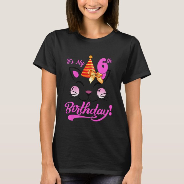 Camiseta Niños aburridos es mi gatito de cumpleaños de 6 añ (Anverso)
