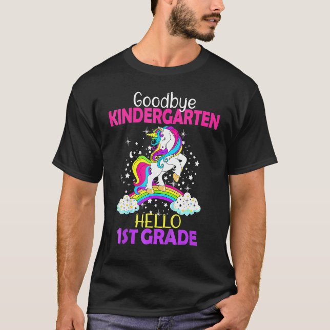 Camiseta Niños Adiós Kindergarten Hola primer grado Unicorn (Anverso)