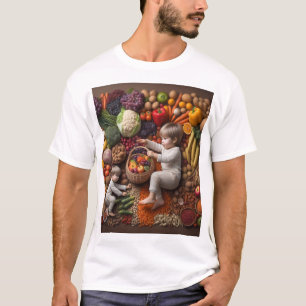 Camiseta "Niños adorables jugando con el diseño de verduras