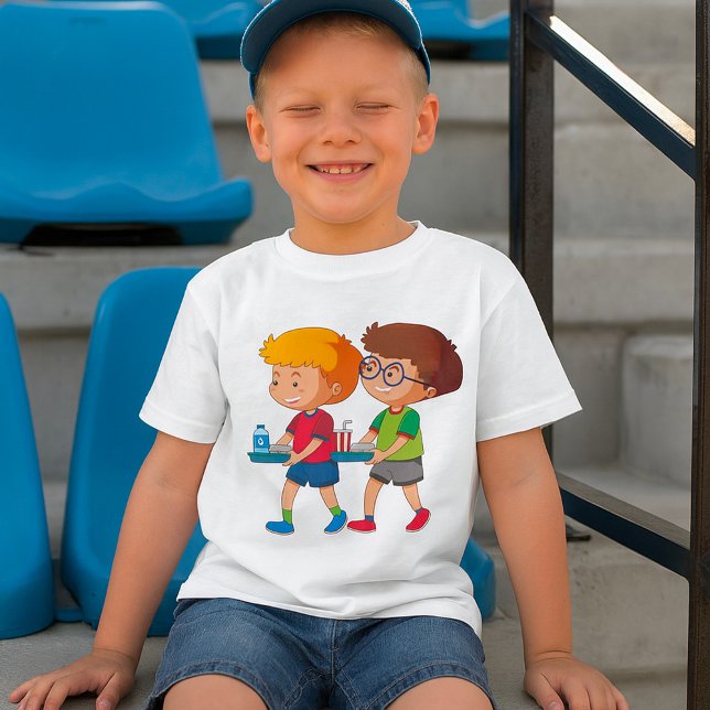 Camiseta Niños adorables que llevan bandejas de comida (Subido por el creador)